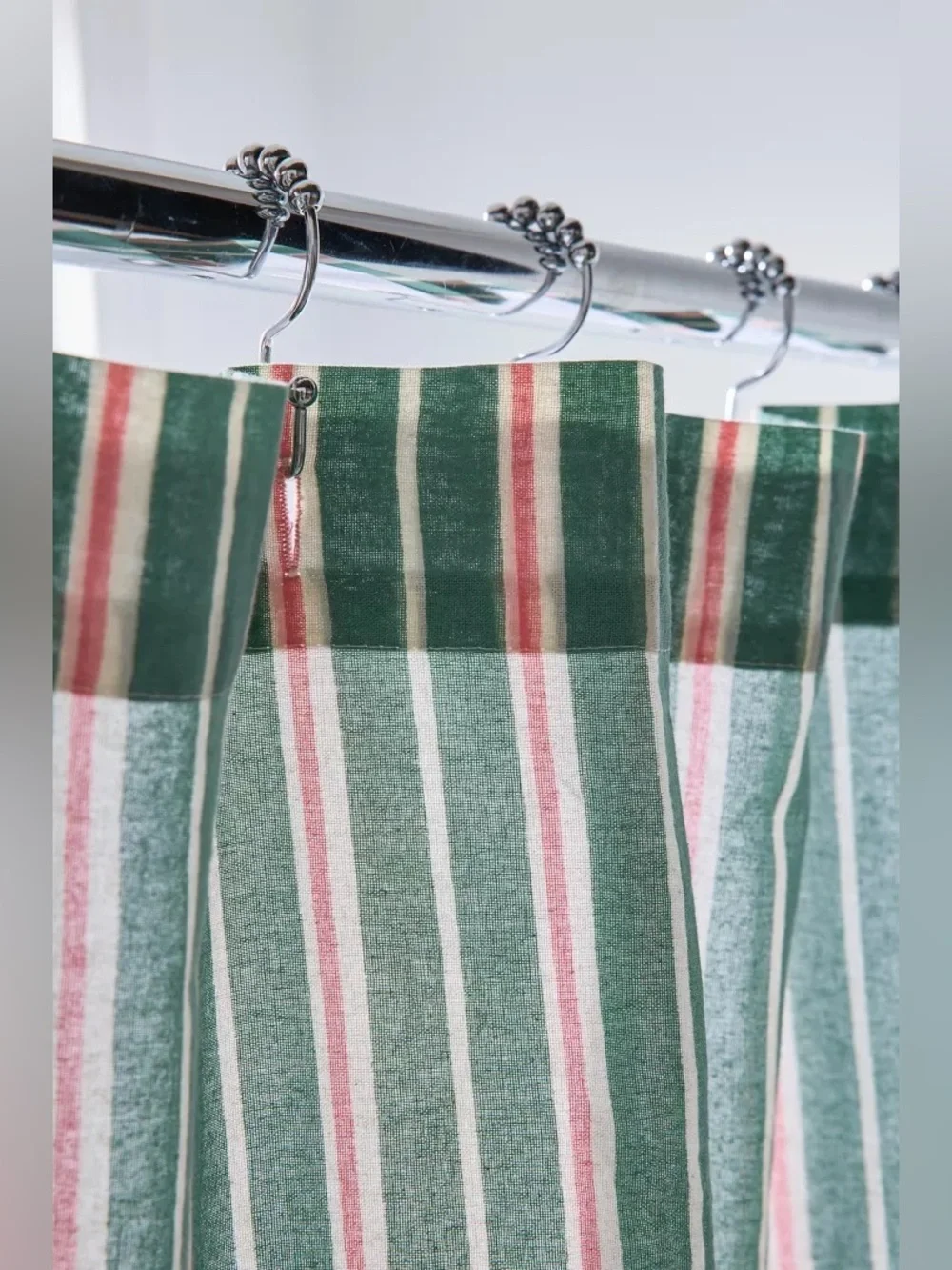 New Urban Outfitters Green Pink Multi-Striped Patterned Shower Curtain